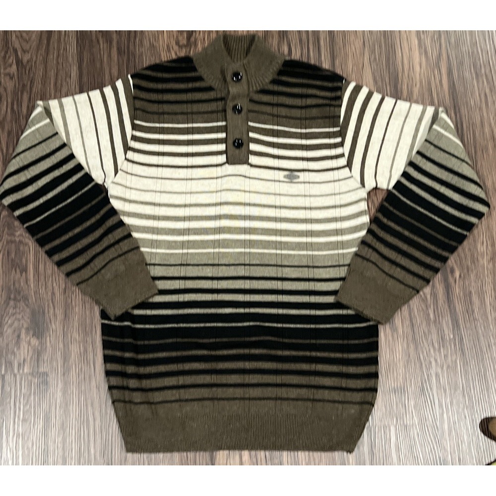 mnk Pull Over Sweater Striped Brown Black And White Size 38